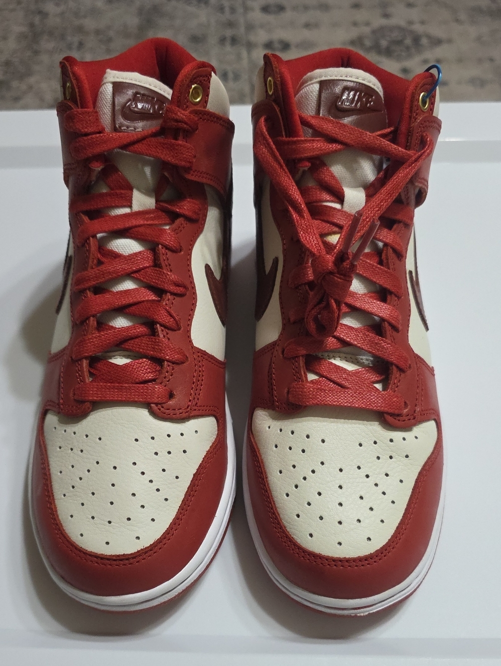Nike Men’s High-Top Sneakers in Red and Cream